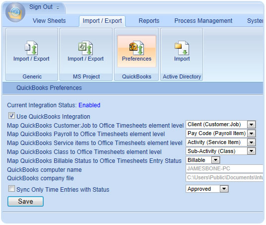 quickbooks timesheets