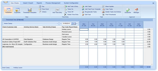 Time tracking timesheets for QuickBooks